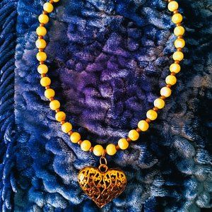 Fashion Set Yellow Round Gemstone Beads Necklace  20cm AA